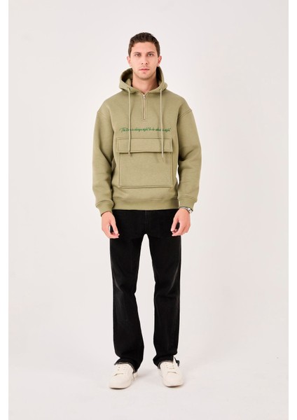 X-4005 Kapüşonlu Yarım Fermuarlı Sweat