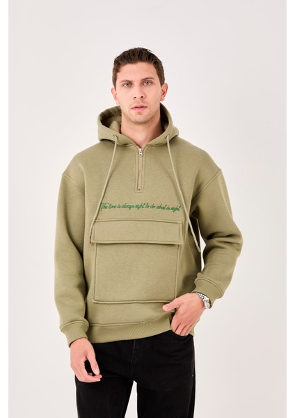 X-4005 Kapüşonlu Yarım Fermuarlı Sweat fiyatları