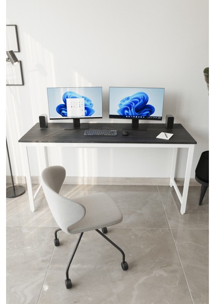 Siyah/beyaz 160X60 Çalışma Masası, Bilgisayar Masası, Ofis Masası, Metal Ayaklı fırsatları