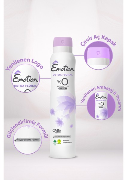 Detox Floral Kadın Vegan Deodorant 6X200 ml Hızlı Kurur,leke Bırakmaz fiyatları