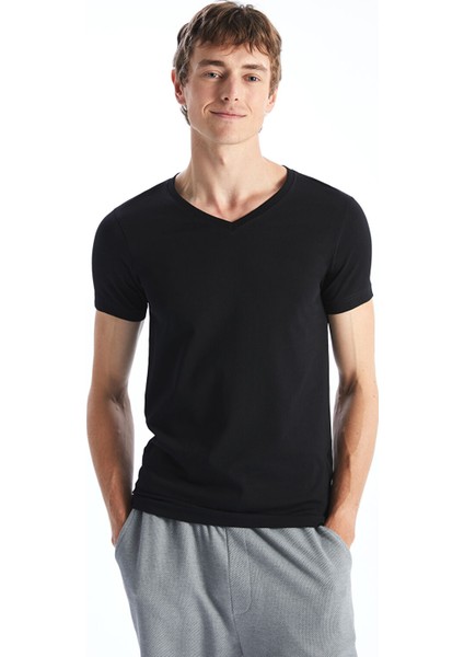 Yeni Sezon V Yaka Kısa Kollu Erkek Atlet