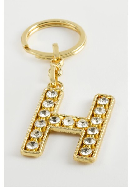 Ds-Derin Sarı Renkli Taşlı Harf Anahtarlık-H