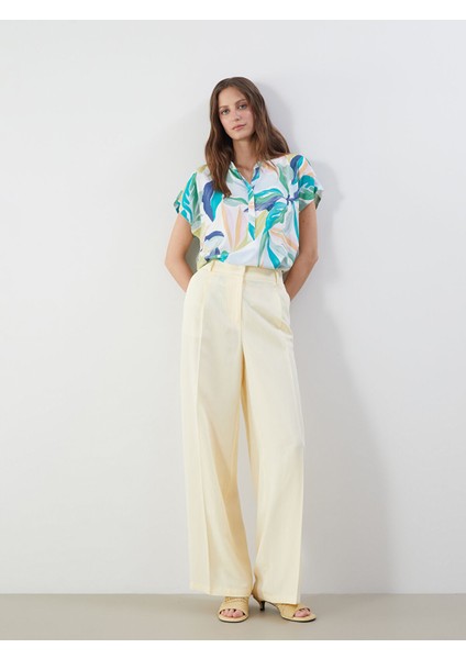 Yeni Sezon Loose Fit Keten Karışımlı Kadın Pantolon