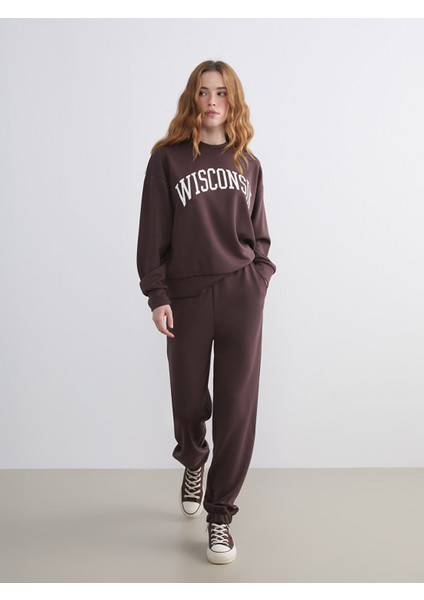 Yeni Sezon Bisiklet Yaka Baskılı Oversize Kadın Sweatshirt fiyatları