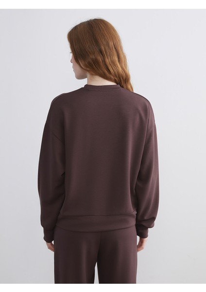 Yeni Sezon Bisiklet Yaka Baskılı Oversize Kadın Sweatshirt fırsatları