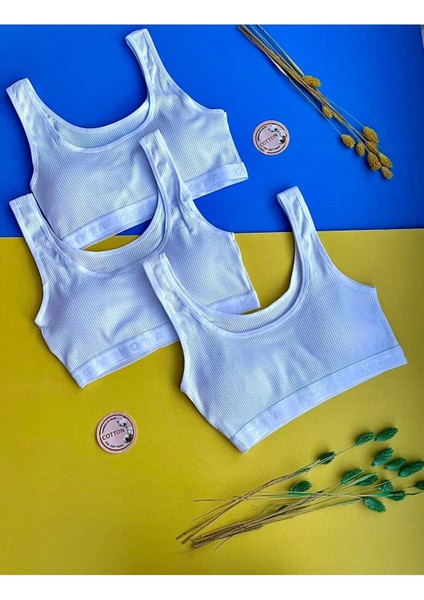 Kadın Atlet Crop, Çıkarılabilir Pedli 3'lü Pamuklu Bluz Beyaz ( M=70/75, L= 80/85, Xl= 90/95) fiyatları