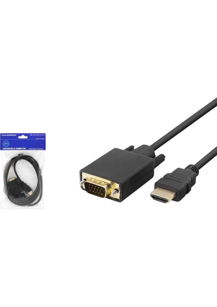 HDMI To VGA Kablo Çevirici Pvc 120HZ 1080P 1.8m Siyah
