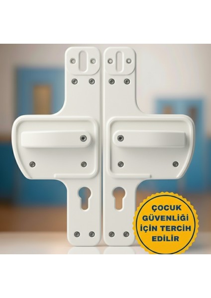 Bariyerli Kapı Kolu | Beyaz| Çocuk Güvenlikli | Okul, Kreş ve Eğitim Alanlarına Uygun