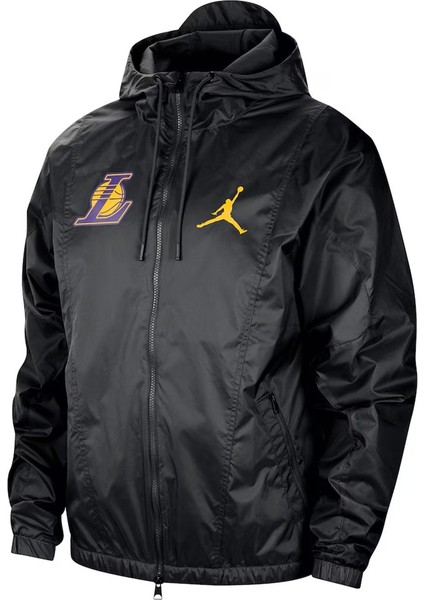 Jordan Los Angeles Lakers Woven Loose Fit Jacket Erkek Kapüşonlu Bol Kesim Dokuma Spor Ceket Siyah fiyatları