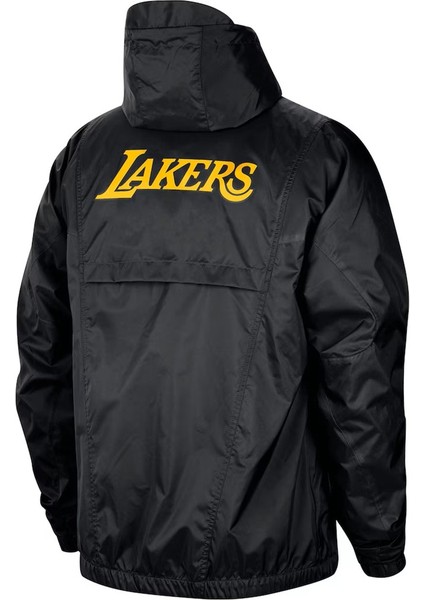 Jordan Los Angeles Lakers Woven Loose Fit Jacket Erkek Kapüşonlu Bol Kesim Dokuma Spor Ceket Siyah modelleri