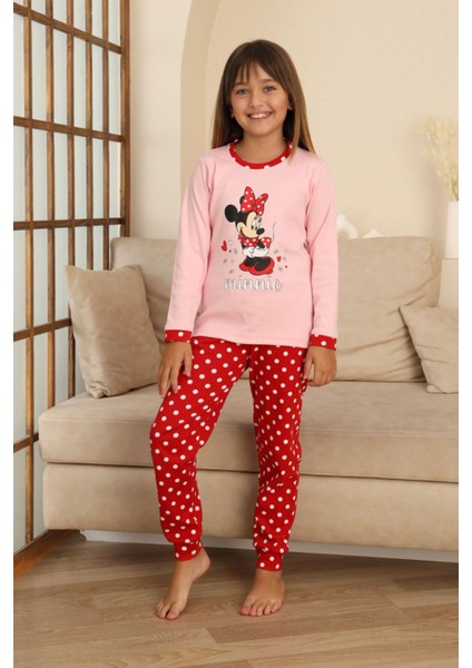 Mnn Puantiye Baskılı Kız Çocuk Pijama takımı - Pembe