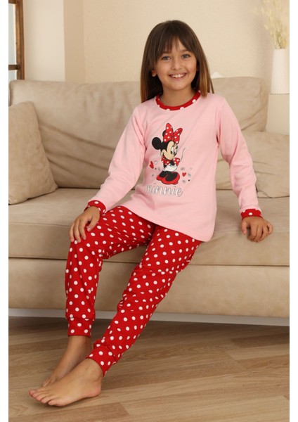 Mnn Puantiye Baskılı Kız Çocuk Pijama takımı - Pembe modelleri
