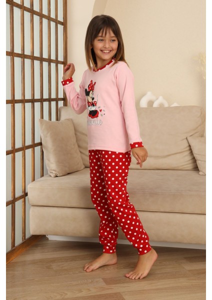 Mnn Puantiye Baskılı Kız Çocuk Pijama takımı - Pembe indirimleri