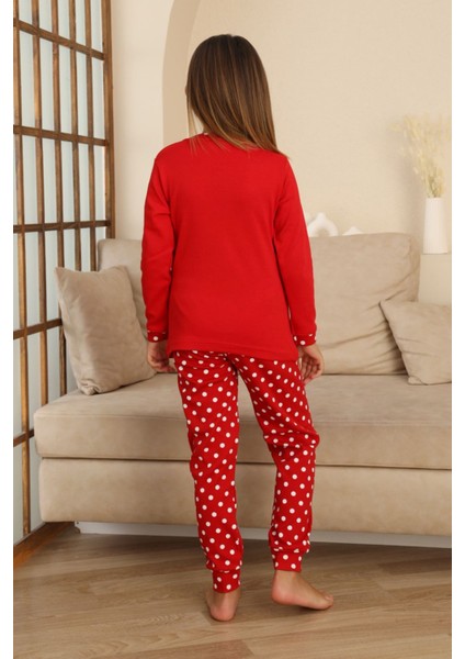 Mnn Puantiye Baskılı Kız Çocuk Pijama takımı - Kırmızı fiyatları