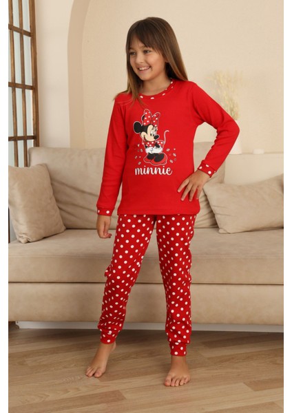 Mnn Puantiye Baskılı Kız Çocuk Pijama takımı - Kırmızı fırsatları