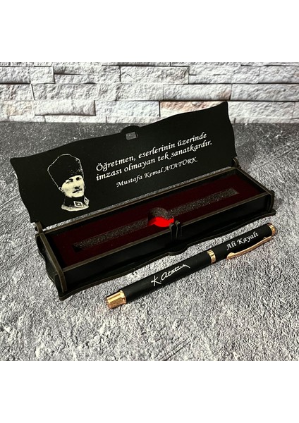Öğretmenler Gününe Özel Metal Roller Kalem Isimli + Ahşap Kutu / Öğretmen / Hediye/ Kişiye Özel / 24 Kasım