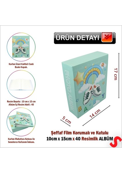 Bebek Fotoğraf Albümü Kutulu, 40 Resimlik - Mavi Patik fiyatları
