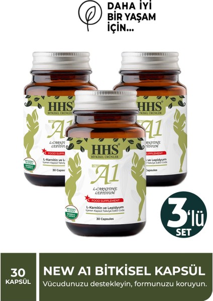 New A1 L Carnitine Lepidium Bitkisel Kapsül – 3 Adet