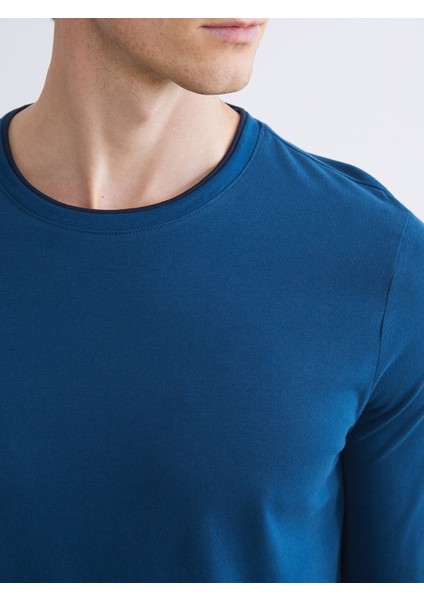 Yeni Sezon Bisiklet Yaka Uzun Kollu Erkek Pijama Üst modelleri