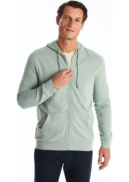 Yeni Sezon Kapüşonlu Uzun Kollu Erkek Fermuarlı Sweatshirt