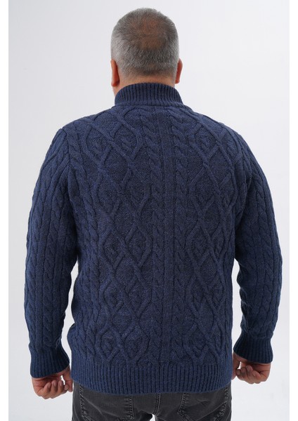 Büyük Beden Erkek Cepli Fermuarlı Yürütme Saç Örgülü Yün Hırka TRIST-2120 modelleri