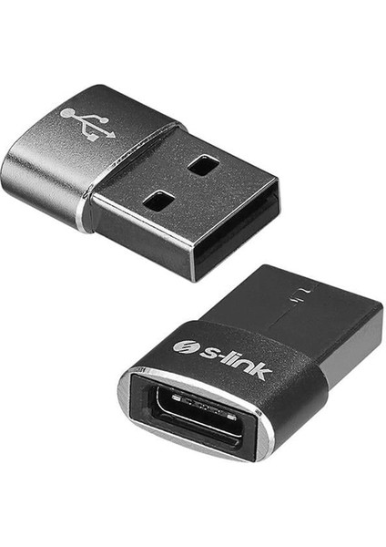 S-Link SL-TA28M Otg Çevirici Type-C Dişi To USB Erkek Metal Gövdeli