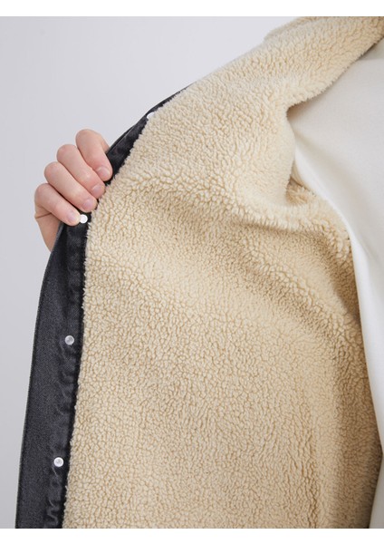 Yeni Sezon Pelüş Gömlek Yaka Kadın Jean Ceket fırsatları