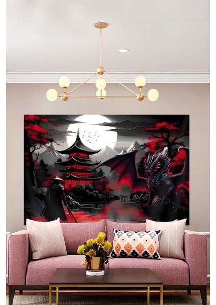 Samurai ve Ejderhalar Ülkesi Duvar Örtüsü Duvar Halısı Wall Tapestry fiyatları