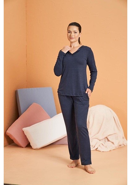 Kadın Lacivert Pijama Takımı 28091 modelleri