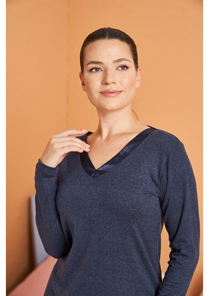 Kadın Lacivert Pijama Takımı 28091 fırsatları