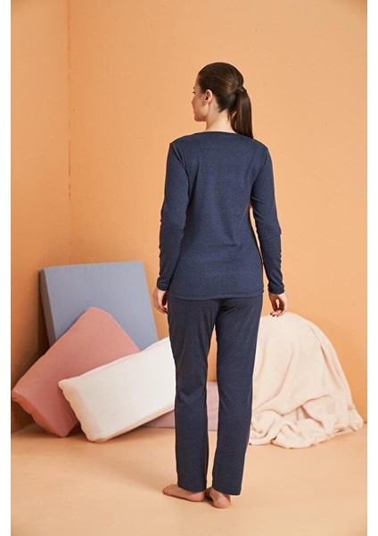 Kadın Lacivert Pijama Takımı 28091 indirimleri