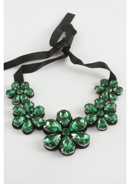 Ds-Derin Papatya Taşlı Yaka Kolye-Mavi