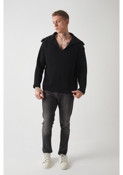 R-5850 Yaka Detaylı Örme Sweat