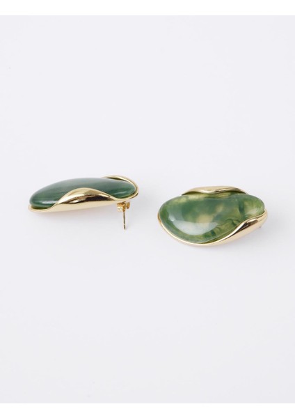 Yeşil Damla Figürlü Asimetrik Modern Küpe modelleri