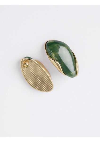 Yeşil Damla Figürlü Asimetrik Modern Küpe fırsatları