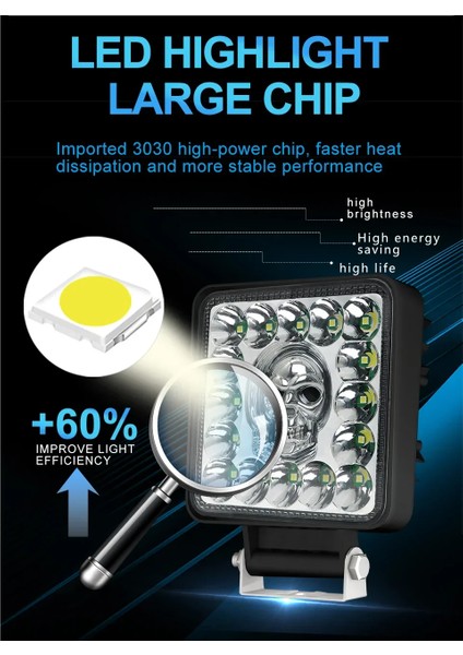 Kuru Kafa Çakarlı Çalışma Lambası 12V -24V 16 LED 7 Renk Çok Amaçlı fırsatları