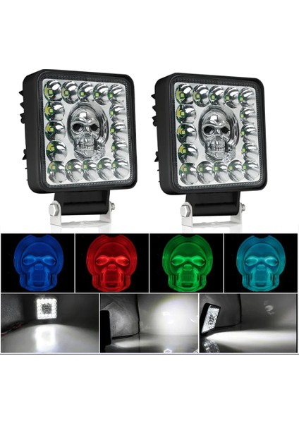 Kuru Kafa Çakarlı Çalışma Lambası 12V -24V 16 LED 7 Renk Çok Amaçlı