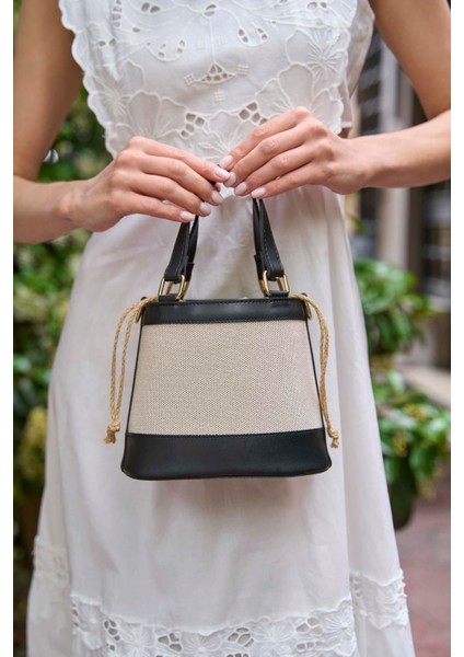 Kanvas- Siyah Kadın Bohem Tarzı Kova El ve Omuz Çantası fiyatları