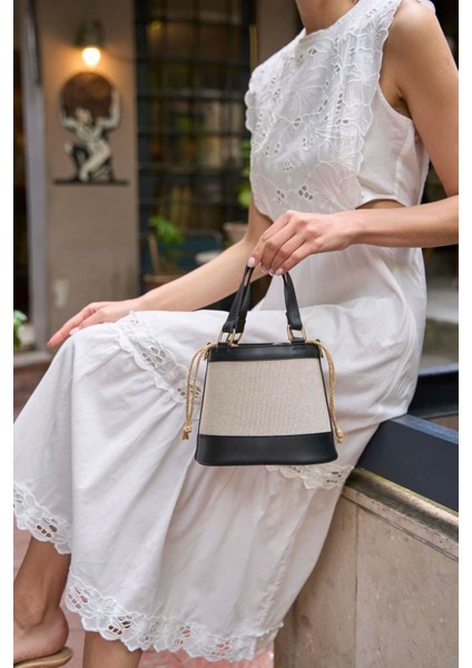 Kanvas- Siyah Kadın Bohem Tarzı Kova El ve Omuz Çantası modelleri