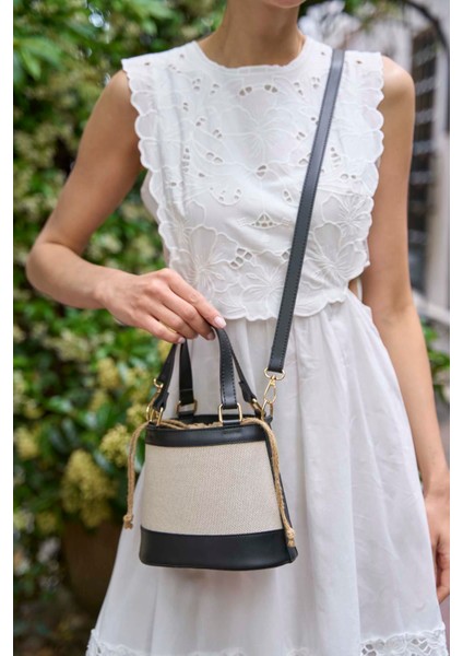 Kanvas- Siyah Kadın Bohem Tarzı Kova El ve Omuz Çantası fırsatları