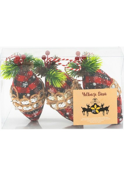 Bohem Kırmızı, Siyah Palamut Ağaç Süsü Seti 12CM (3 Parça) modelleri