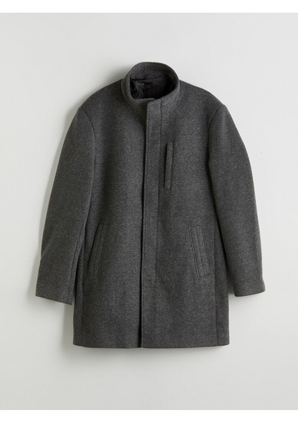 Yeni Sezon Standart Kalıp Dik Yaka Erkek Kaşe Kaban