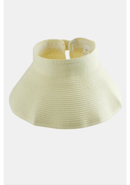 Ds-Derin Cırtcırtlı Hasır Plaj Şapkası-Bej