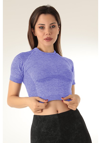 Fileli Bisiklet Yaka Crop ÜST-24243