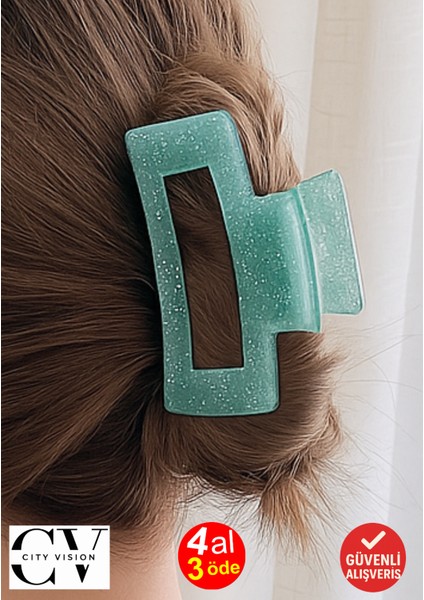 Simli Su Yeşili Mandal Toka 11 cm - Şık ve Dayanıklı