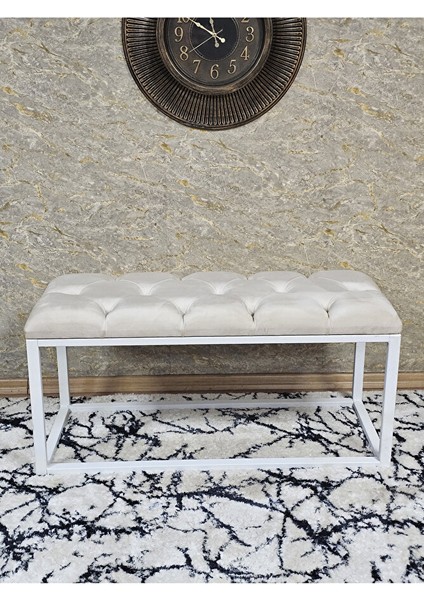 Beyaz Boyalı Diktörtgen 100 cm x 40 cm Oturak Puf - Bench - Makyaj Oturağı - Oturak Krem Renk 100 x 40 Boyut/ebat fiyatları