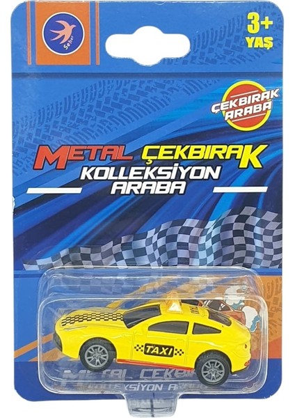 Çek Bırak Metal Küçük Arabalar 8 cm - SH40031 - Sarı Taxi indirimleri