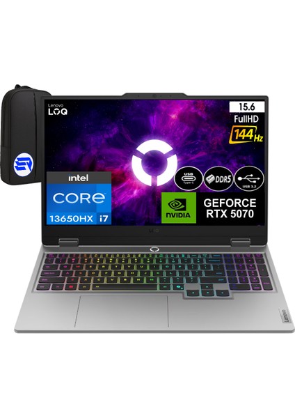 Loq 15IRX10 83JE00EWTREP7 I7-13650HX 32GB 2tb SSD RTX5070 115W 15.6'' Full Hd 144Hz WIN11 Pro + Elektropasaj Çanta