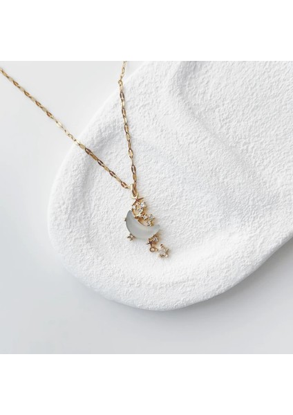 Lua Azul Çelik Kolye