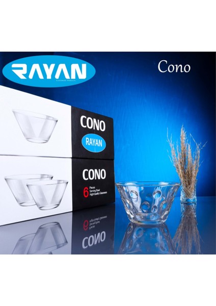 Rayan Cono 6'lı Noktalı Cam Kase